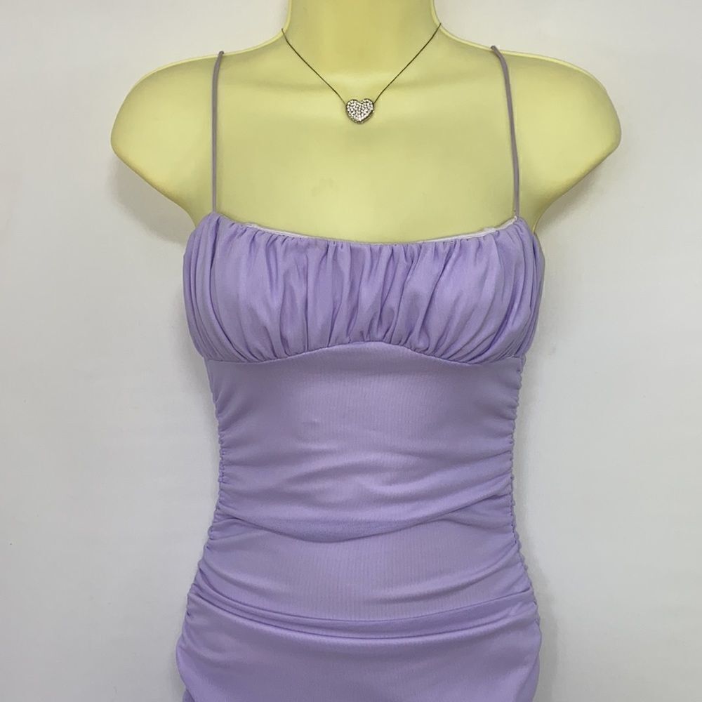 Princess Polly Dress"Penney" Ruched Lilac Mini Dress New With Tag Sz 2 - Picture 5 of 8